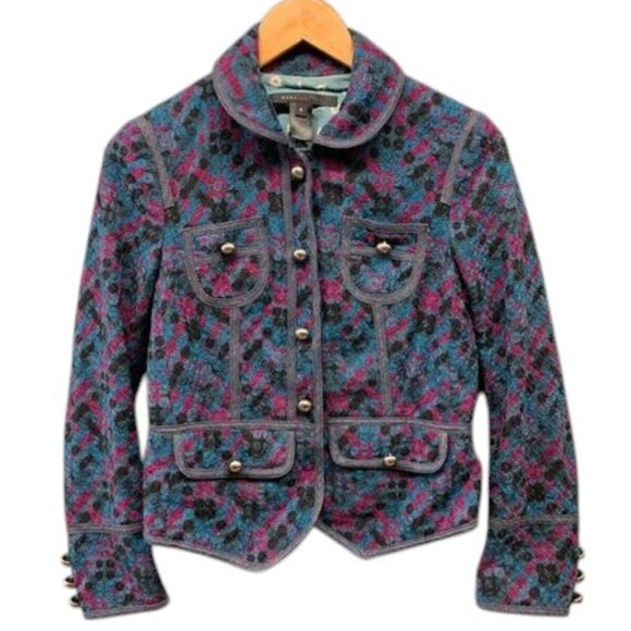 Marc Jacobs Jackets & Blazers - Marc Jacobs Women’s 6 Tweed Wool‎ Blend Blazer Blue Purple Career Work Jacket